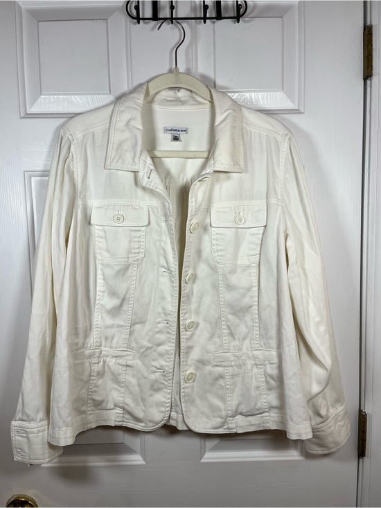 croft & barrow Jackets & Blazers - Croft & Barrow Off-White Stretch Cotton Button Up Jacket - Medium